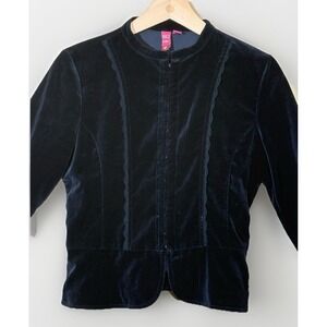 Y2K Blazer M Velvet Black Whimsygoth Steampunk  Cropped Hook And Eye Jacket